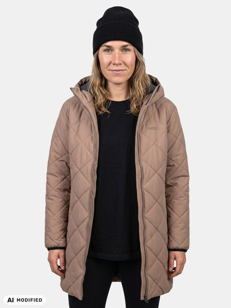 Halti Haapa W Insulated Parka Jacket naisten reisipituinen tikkitakki säädettävällä hupulla