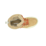 Merrell Marquette Thermo Lace Waterproof on lämmin ja vedenpitävä naisten talvikenkä, joka sopii talven arkikäyttöön, kaupunkikävelyille ja ulkoiluun. Tyylikäs mokkanahkainen päällinen yhdistyy lämpimään fleecevuoriin, eristykseen ja pehmeään askeltuntumaan.