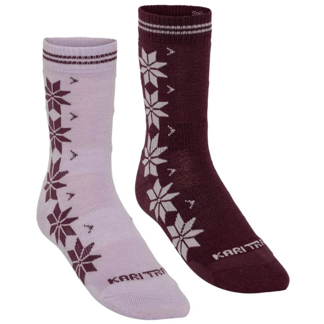 Kari Traa Vinst Wool Socks 2PK - 55% Merino Wool - LIL Dark Pink - Urheilu Pajala