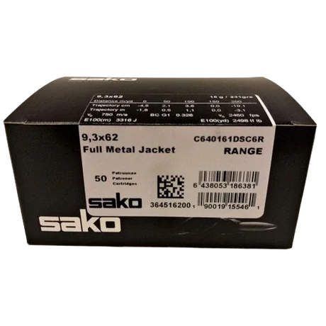 Sako Range 9,3x62 15g FMJ kiväärin patruuna - Urheilu Pajala